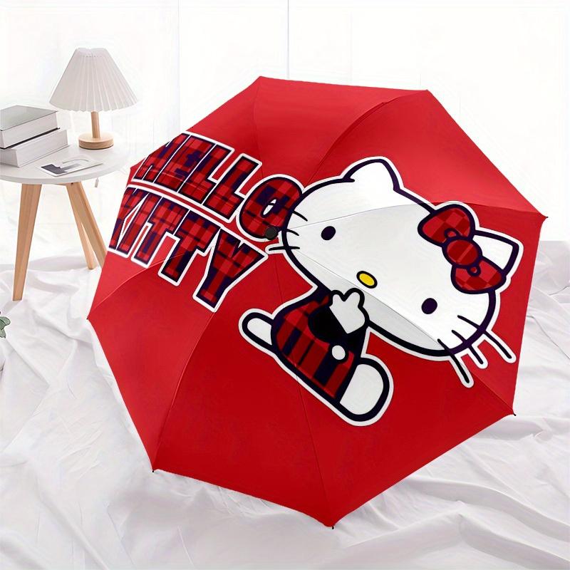 1 шт. Зонт с клетчатым дизайном Hello Kitty и пластиковой ручкой, подходит для всех сезонов, для дома, путешествий, на открытом воздухе Sanlio431
