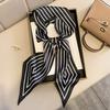 Women Neck Scarf Striped Contrast Color Satin Triangle Edge Wide Band Neck Decoration OL Style Commute Lady Hair Band Clothes Accessory