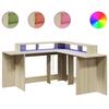 VidaXL Bureau avec lumières LED chêne sonoma bois d'ingénierie, bureau d'ordinateur, bureau d'écriture, meuble de bureau à 3309458
