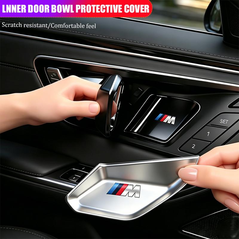 4Pcs 3D Car Inner Door Bowl Guard Stainless Steel Protection Cover Stickers For BMW 3 5 series i3 i5 X3 X5 G05 G45 G60 2019-2025 TCFJN1