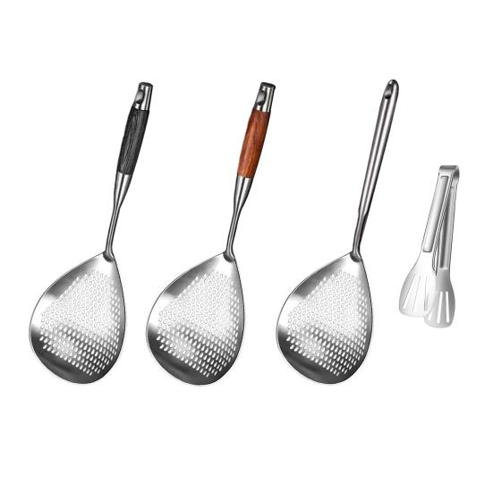Большой набор шумовок, сито для пасты из нержавеющей стали, дуршлаг, половник с зажимом для еды, ложка для фритюрницы, совок для жарки, готовки, сервировки