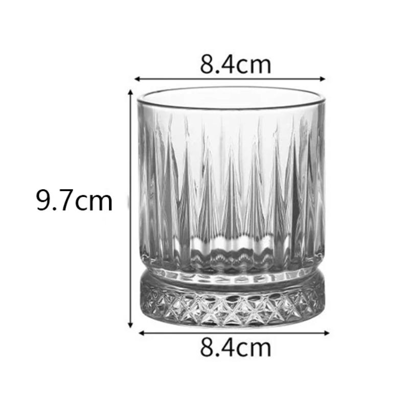 2pcs Set 13OZ Whiskey Glasses Tumbler Diamond Carved Wine Cups Crystal Barware Light Luxury Beer Mug Transparent Cocktail Glass