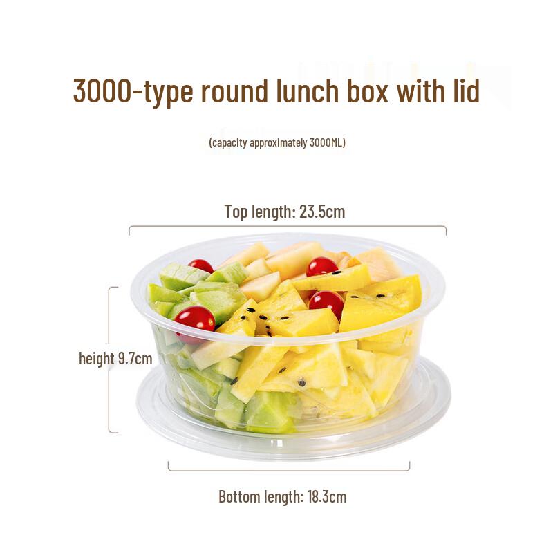 Temeiju Disposable Round Plastic Meal Boxes with Lids