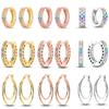 Hoop Earrings 100 %925 Sterling Silver Gold Rosegold Earrings Butterfly U Shape Blue Zircon Jewelry Sparkling For Women
