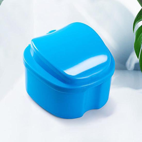 Dentures Case Portable Soaking Denture Bath Box with Strainer Basket Invisible Brace Retainer Mouth
