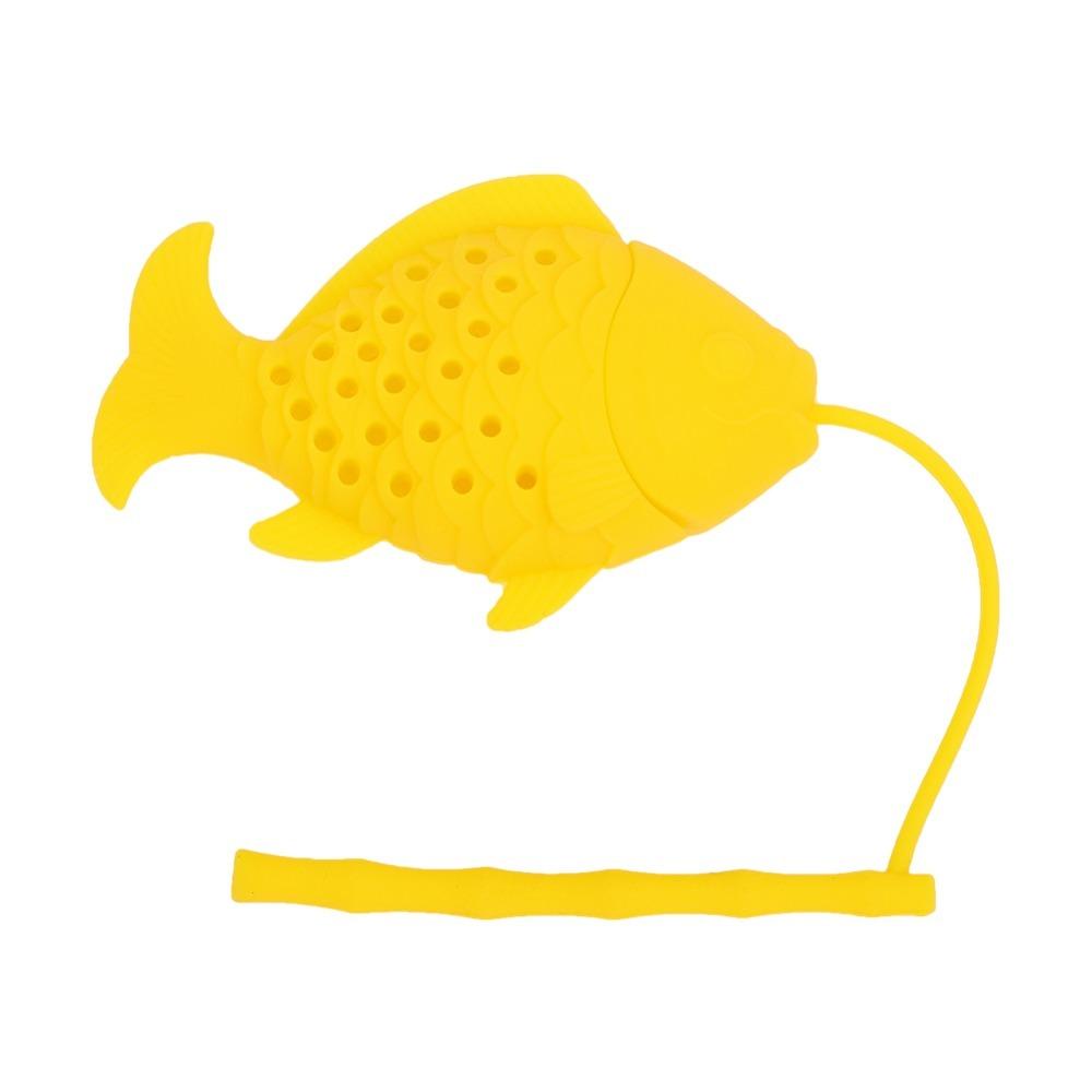 Food Grade Material Silicone Tea Infuser Fish Shape Design Yellow Color Fish Shape Tea Filter Kitchen Tool Loose Leaf Compatible