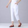 Middle-aged and Elderly Mother's Pants Straight High Waist Solid Color Washed Cotton Linen Casual Women's Eight-point Pants