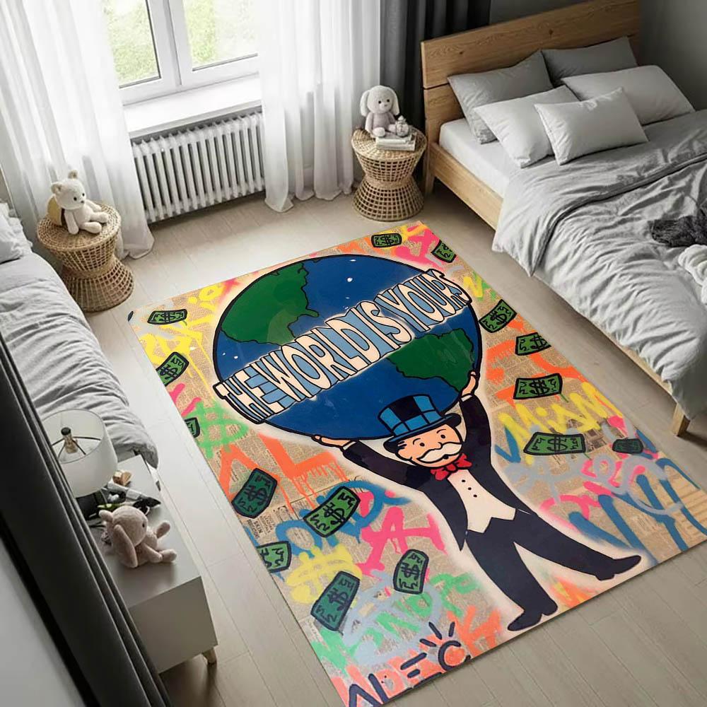 Cartoon Dollar M Monopolies Street Carpet Rug Art for Room Decor Home Bedroom Outdoor Sofa Gift Kids Area Rug Non slip Floor Mat