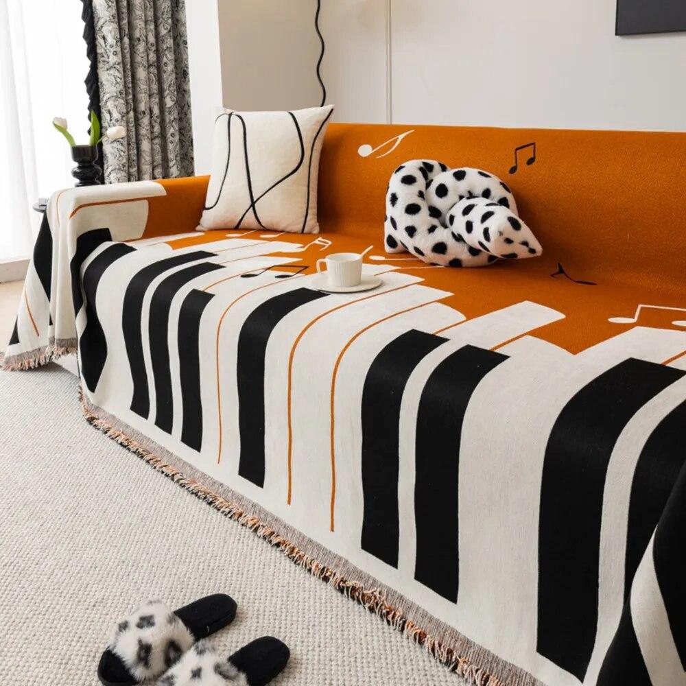 Чехол для дивана с ключом от фортепиано, полотенце для дивана, чехол для дивана из синели, коврик для домашних животных, коврик для гостиной, музыкальная нота, чехол для дивана, одеяло