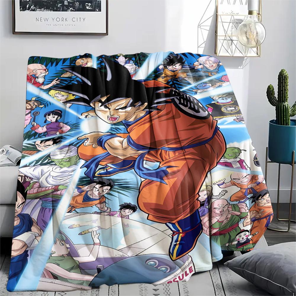 Фланелевое одеяло с принтом персонажей Dragon Ball, Высококачественное, Удобное для всех сезонов, Декор для дома, Тепло и уют, Идеально для рождественских подарков