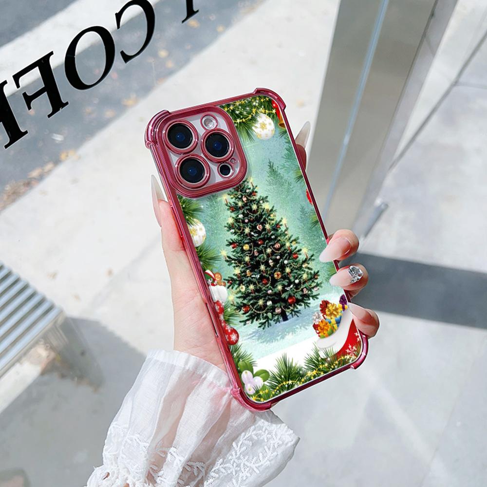 Чехлы для телефонов Ae121 Merry Christmas Santa design art из гальванизированного ТПУ для Samsung A54 A12 A14 S23 S24 Ultra A55 A15 S21 FE с четырьмя углами защиты