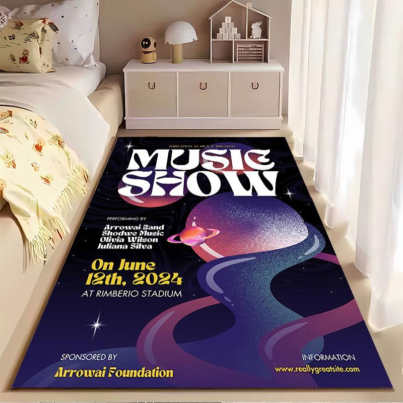 Music Show Cosmic Design Carpet suitable as a non-slip mat for the living room or bedroom sofa