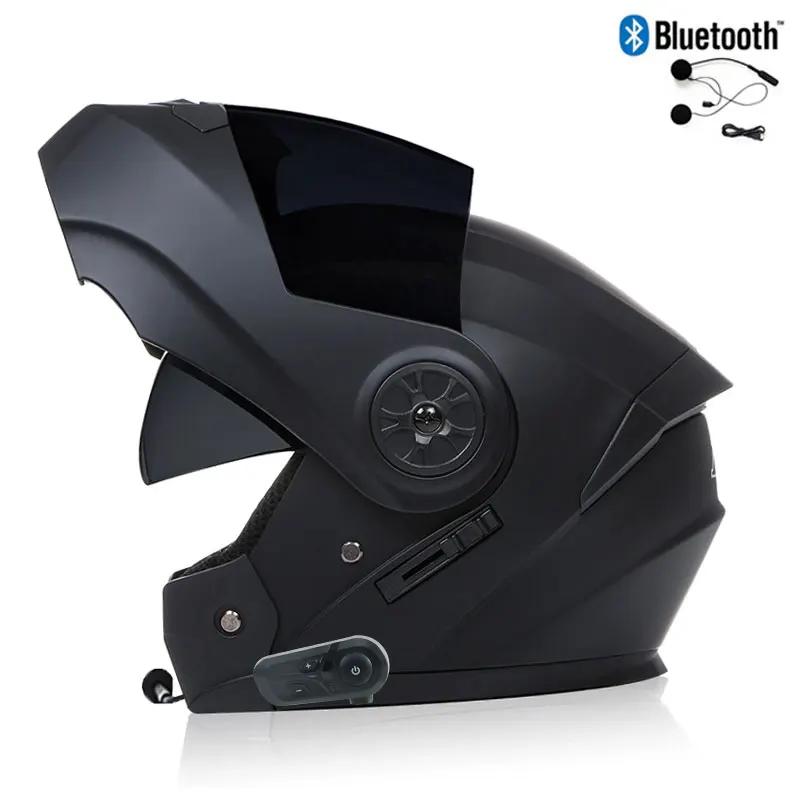Bluetooth Мотоциклетный Шлем Интеграл Мужчины Женщины Безопасность Даунхилл Мотокросс Гонки Модульный Откидывающийся Шлем Casco Moto Одобрен DOT