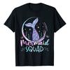 Mermaid-Birthday Squad Party Girls Women Mermaid T-Shirt Funny Graphic Tee Tops Novelty Gift Short Sleeve Summer Fashion Apparel