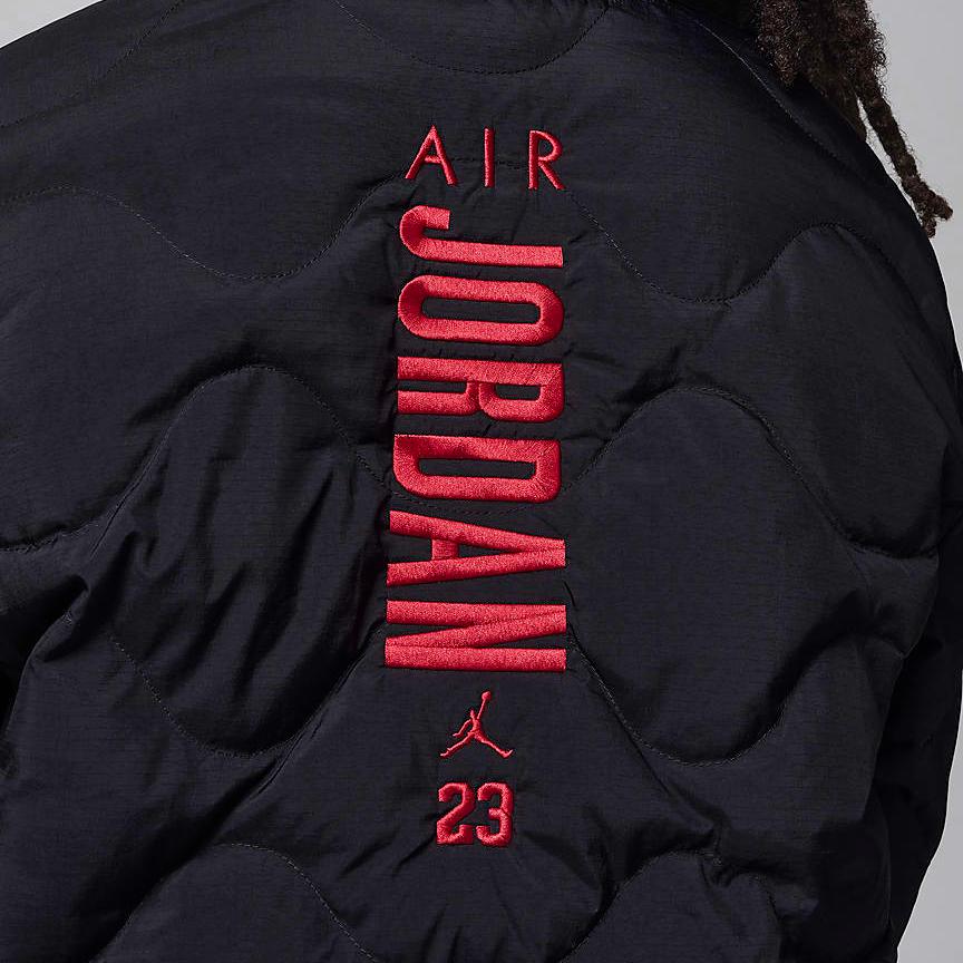 Jordan Kids Casual Quilted Down Jacket With Letter Embroidery Kids Outerwear Black FZ6538-010