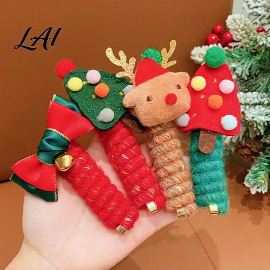 Children Holiday Headwear Cute Christmas Hair Rope for Girls Elk/Tree/Bell Elastic Headbands Soft Cotton Bands Cartoon Accessories Party And Winter