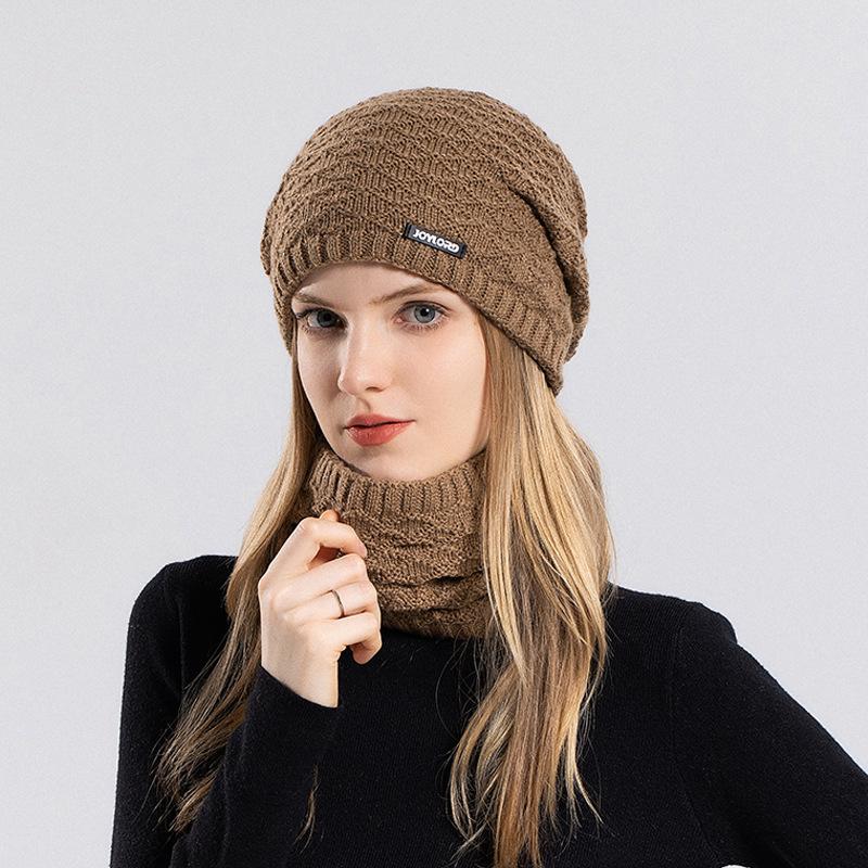 Зимняя вязаная шапка, шарф, комплект из двух предметов для мужчин и женщин, уличная защита ушей, бархатный теплый пуловер, шерстяная лыжная шапка, шапочки Skullies