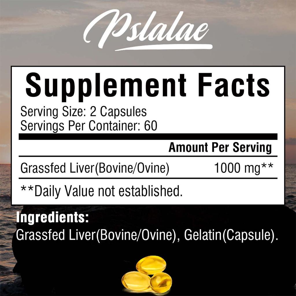Grass-Fed Beef Liver 1000mg 120 Capsules - Freeze Dried, Nutrient Dense Superfood