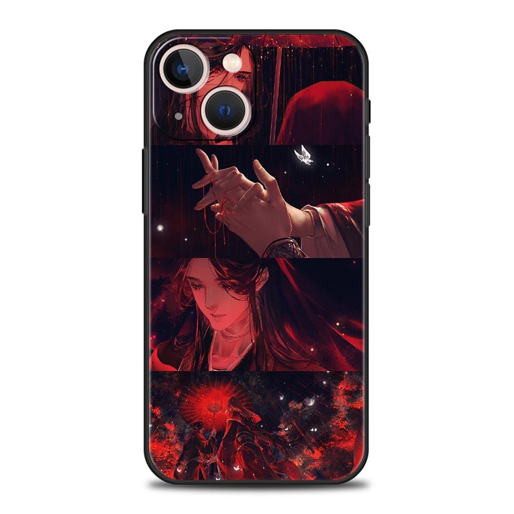 Мягкий чехол Heaven Official's Blessing Aesthetic Luxury для iPhone 13 15 14 12 11 Pro MAX XR X SE XS 7 8 Plus, черный чехол