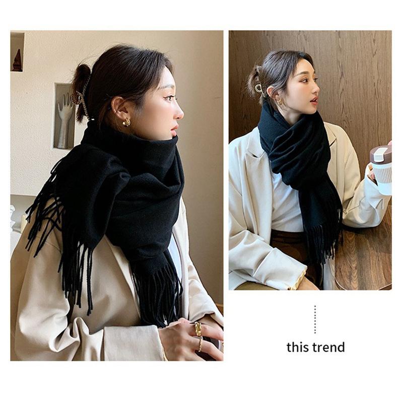 200*70 см Высококачественный однотонный искусственный кашемировый шарф Осень-зима с принтом Теплая шаль для женщин Подарок