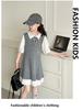Girl's super beautiful dress, college style shirt dress, 2026 new summer short sleeved Korean version, big children's trend