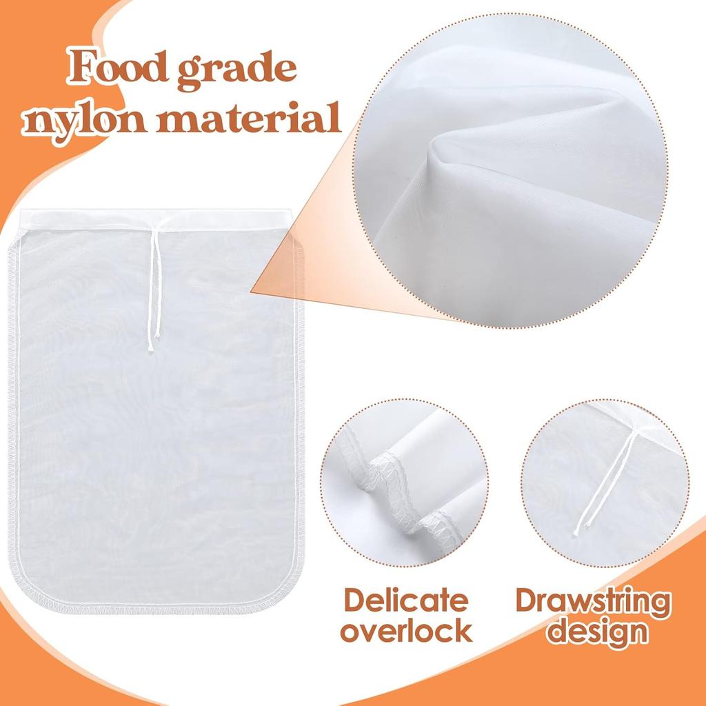 Tudomro 12 шт. Мешочек для орехового молока Многоразовый Безопасный для пищевых продуктов Нейлоновый мешок-сито Сетка для орехового молока для процеживания Миндаля, Кофе, Соков, Йогурта, Супа и Тофу, 7,9 x 11,8