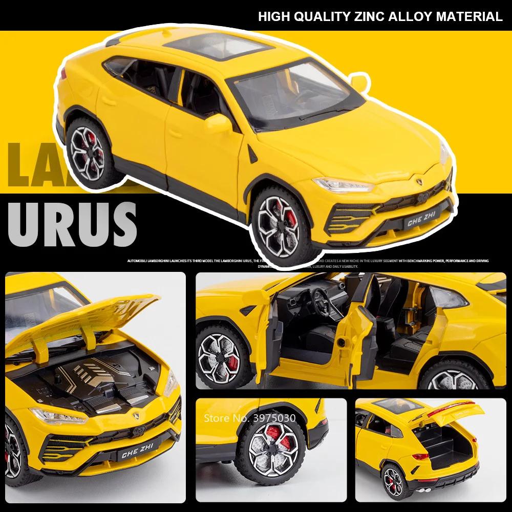 1:24 Scale Urus Alloy Diecast Models Toys Cars With Light Music Sports Car 6 Doors Opened Vehicles Model For Boys Xmas Gift Toys