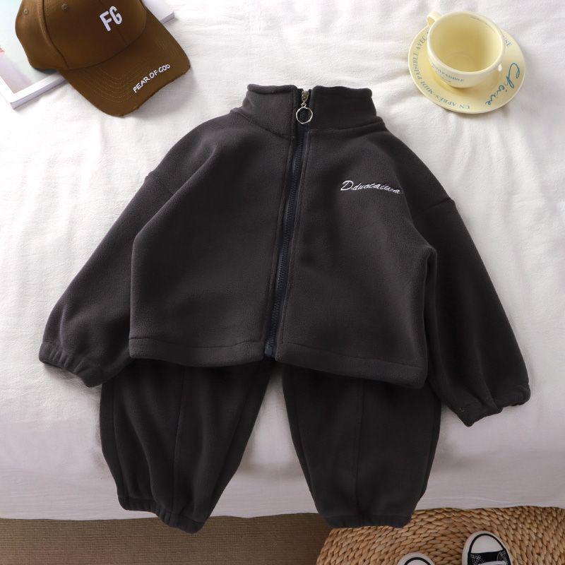 Детский флисовый костюм-двойка для осени/зимы - Корейский стиль для мальчиков и девочек