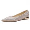 2210 Flat Thick Heel Shoes Women's 2025 New Bridal Crystal Wedding Shoes Pointed Bridesmaid Shoes Shallow Mouth Not Tired Feet Single Shoes
