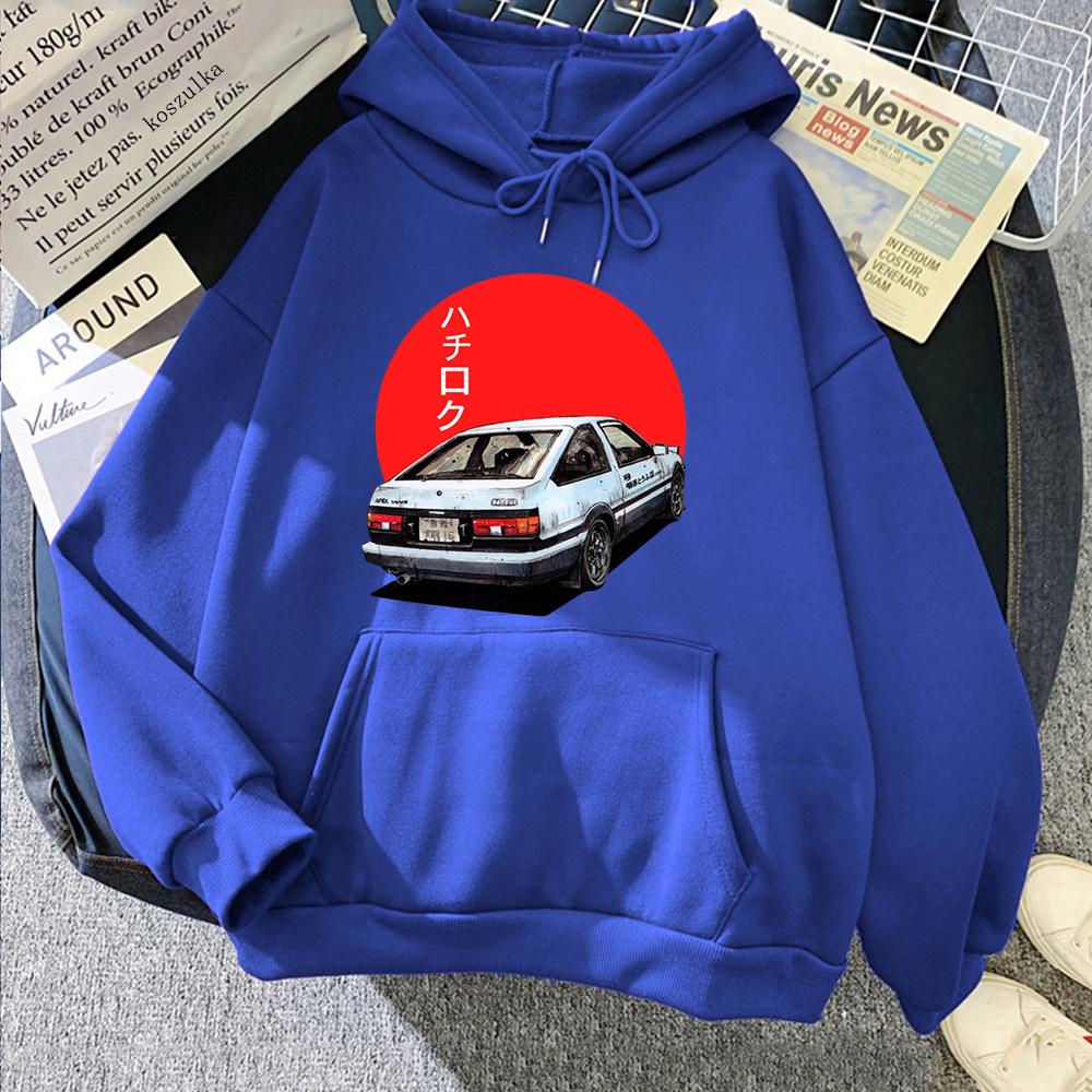 Манга Худи AE86 Модный Принт Толстовка Японские Худи с Длинным Рукавом Мужские Женские Харадзюку Аниме Толстовки