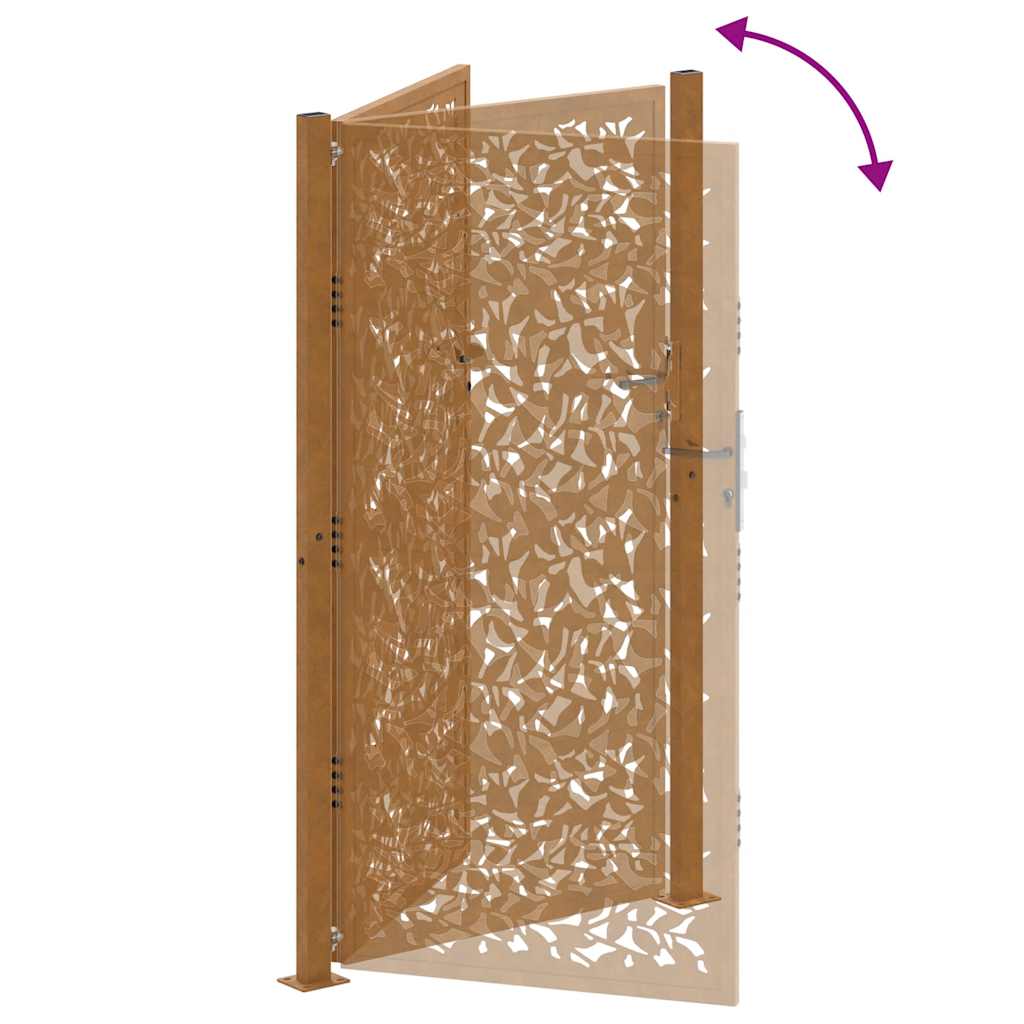 Garden Gate 100 x 175 cm Weatherproof Steel Leaf Design