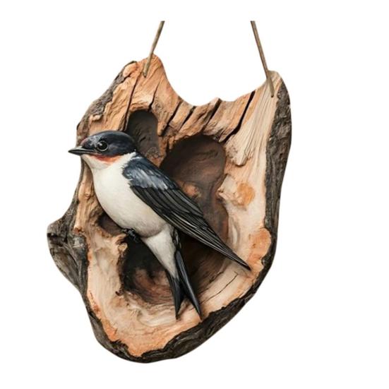 Bird Hanging Sign Vintage 2D Bird Wooden Signage Rustic Wall Decoration Sign for Farmhouse Home Front Door Wall Window