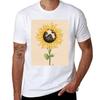 Cat In Sunflower With Ladybird Tshirt Casual Fashion Short Sleeve Cotton Tshirt