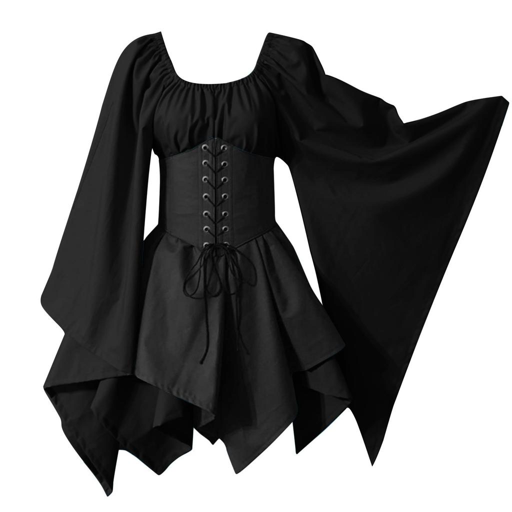 Women Fashion Long Sleeve Vintage Dress Cosplay Party Evening Night Formal Dress