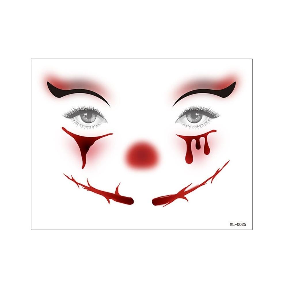 Face Art Circus Clown Temporary Tattoo Waterproof Little Witch Face Sticker Kids Adult