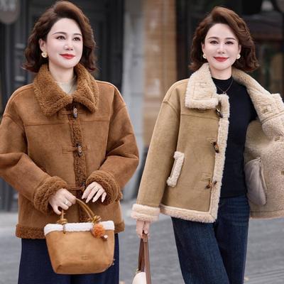 Свободное пальто для женщин среднего и пожилого возраста, молодежный топ с мехом, элегантное и удобное теплое короткое пальто для мамы