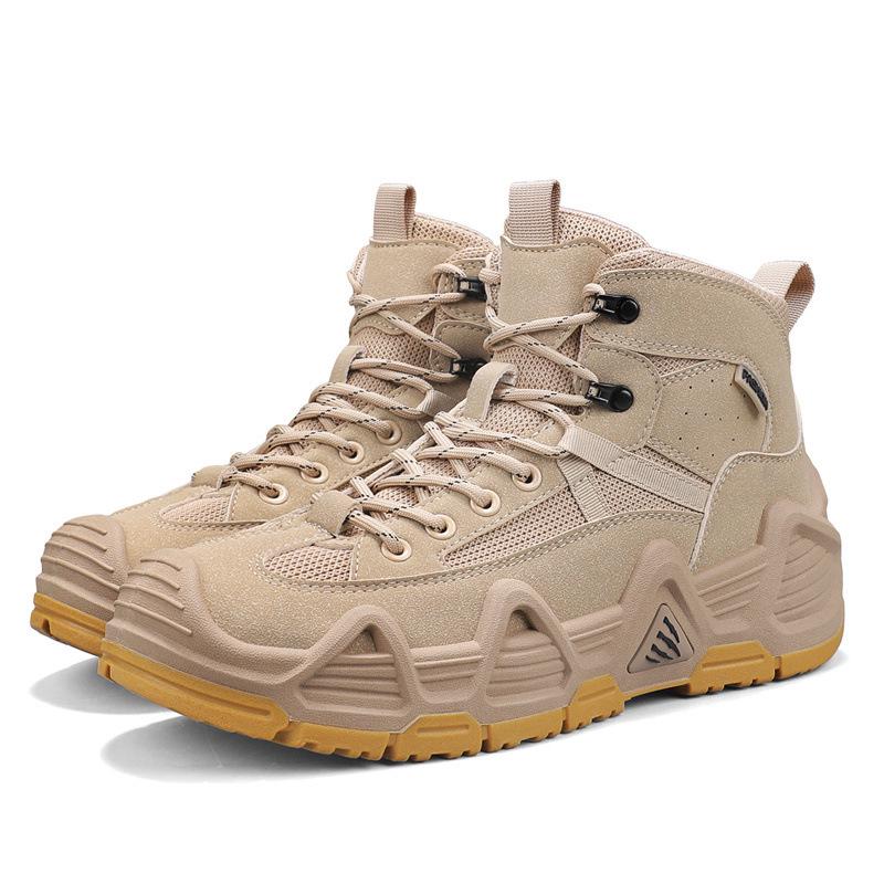 Мужские пустынные высокие уличные ботинки для хайкинга с защитой от проколов - Нескользящие, износостойкие тактические кроссовки