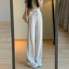 Женская одежда, черные летние мешковатые узкие брюки с завязками, прямые широкие брюки для отдыха, крутые женские брюки в корейском стиле, S-XXL