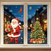 Holiday Decorative Gifts Christmas Window Clings, Cute Santa Claus Snowman Xmas Tree Stickers, Removable PVC Clings Winter Static Glass Decal