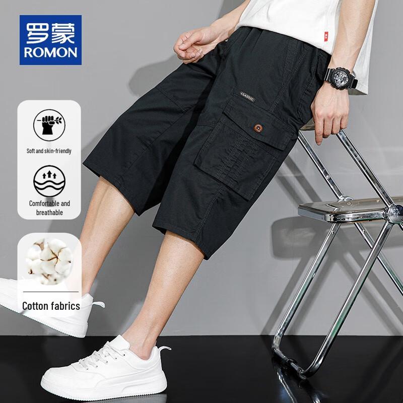ROMON Men's Summer Breathable Cotton Casual Shorts