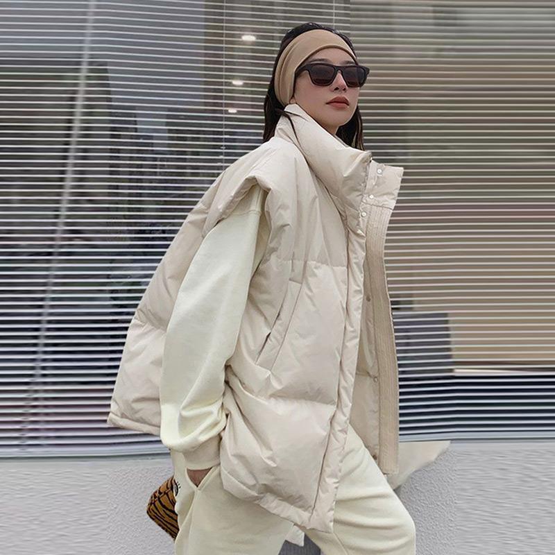 Женский жилет на молнии для офиса, свободный толстый теплый жилет с подкладкой, зимний пуховый хлопковый жакет без рукавов