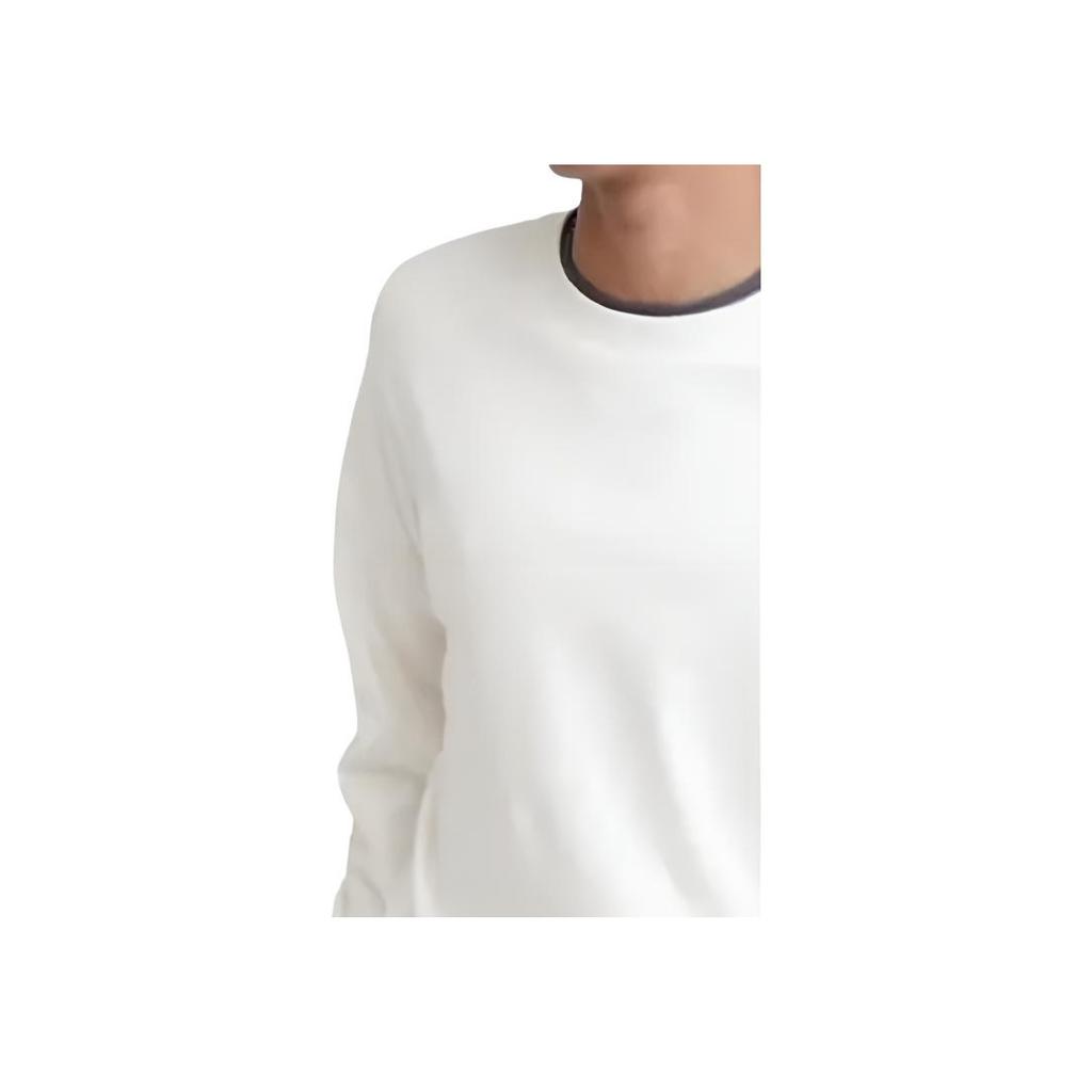 Uniqlo Однотонная свободная футболка с длинным рукавом Мужские топы Белый 460319-00