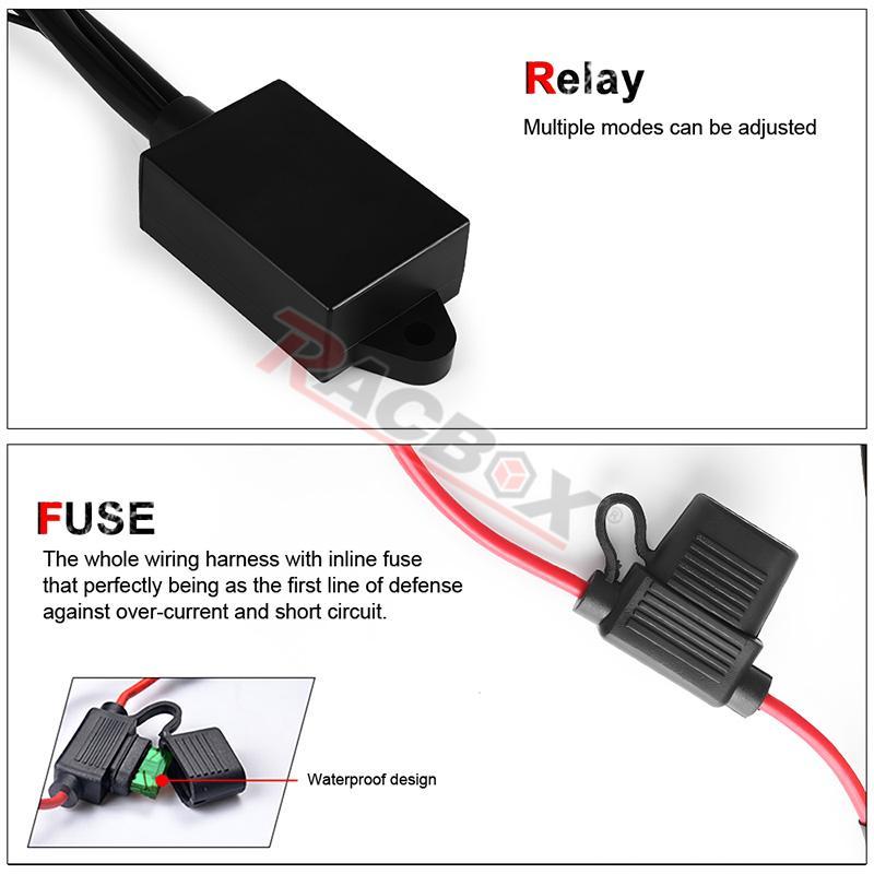 12V Flash Relay Cable Car Motorcycle LED Fog Lights Wire Harness On/Off Remote Control Switch Fog Lamp Spotlights High Low Light