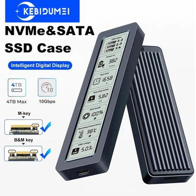Корпус для M.2 SSD NVME SATA SSD 10 Гбит/с M.2 на USB Type C Интеллектуальный цифровой дисплей Внешний бокс-адаптер для SSD Поддержка UASP