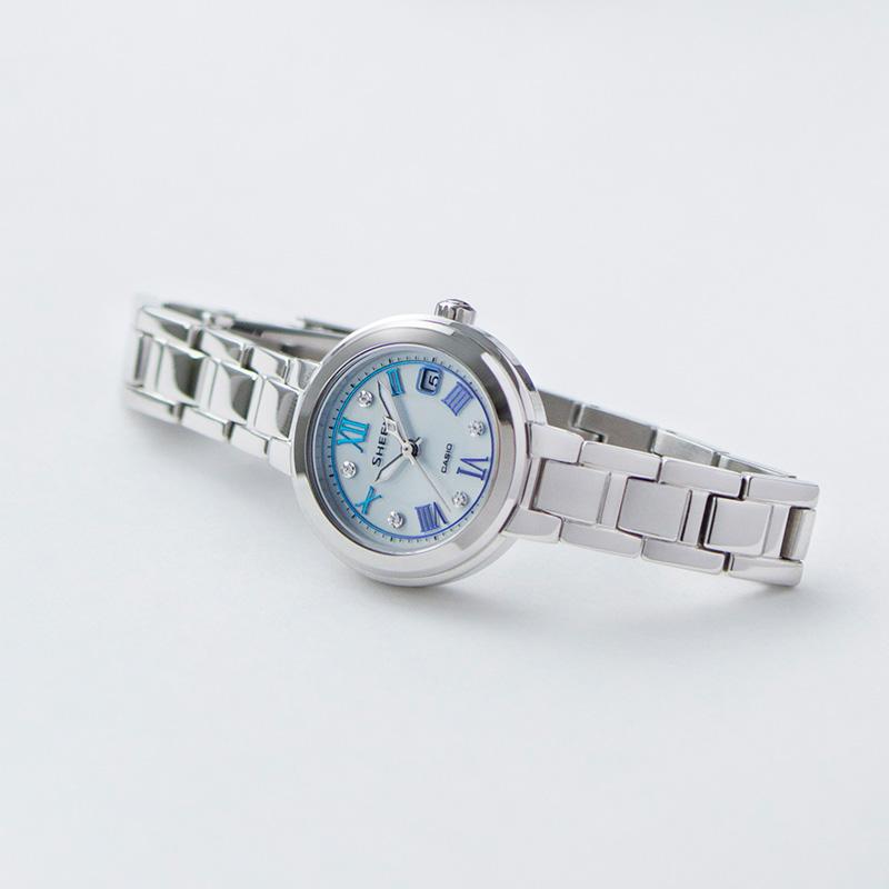 Casio SHEEN Fashionable and Versatile Waterproof Watch Japanese and Korean Watch Business Women's Watch Silver Solar Quartz Movement SHS-4523D-7AUPR