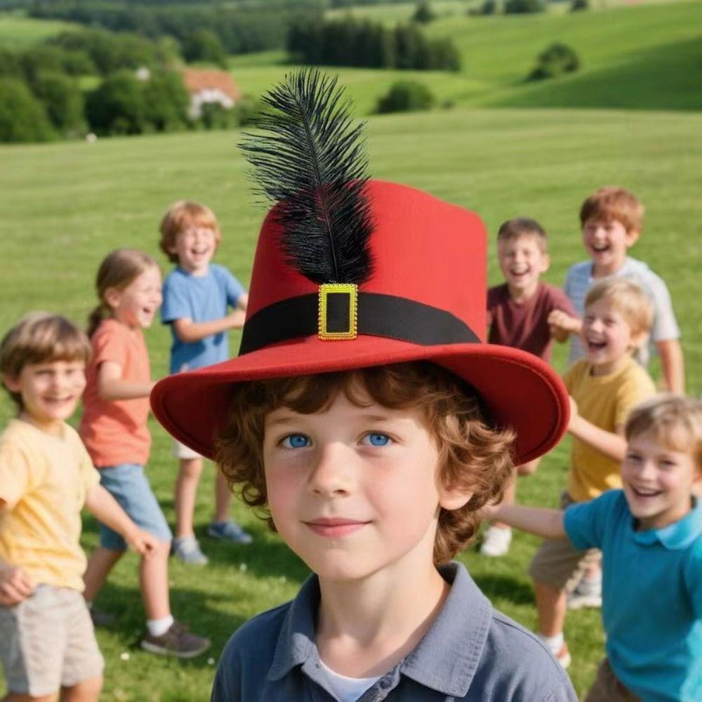 Magician Hat Musketeers Costume Hat With feathers Kids Cosplay Hat Holiday Costume Hat Halloween