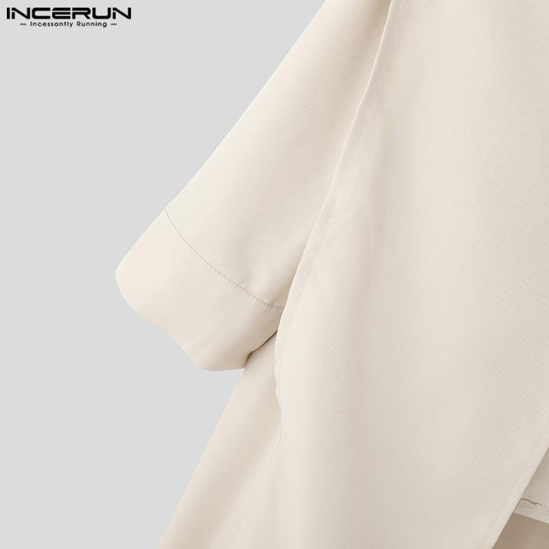 INCERUN Мужская весенняя накидка с длинным рукавом на пуговицах, нестандартные рубашки, топы