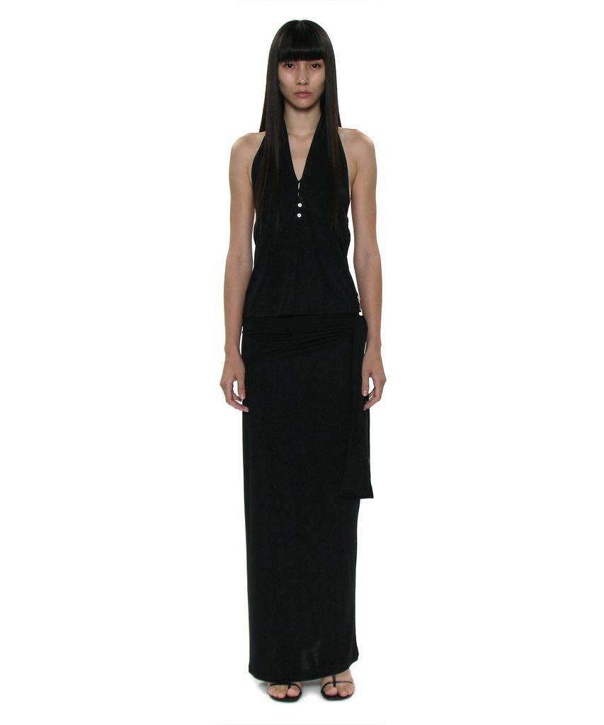 Partimento Woman Pwc Bow Tie Waist Jersey Maxi Skirt_8 Colors