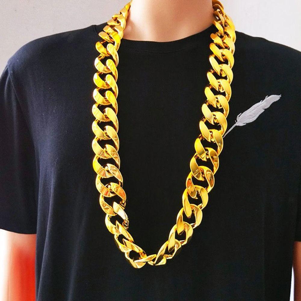Chain Gold Plated Sweater Chain Punk Thick Chain Necklace Fashion Jewelry Men Exaggerated Necklace