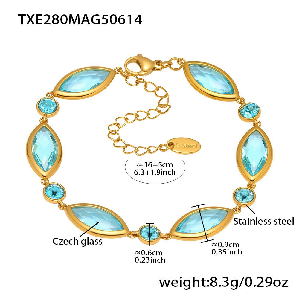 6 Цветов Граненые Чешские Стеклянные Ожерелья Браслеты Висячие Серьги на Нержавеющей Стали Цепочка Ожерелье Браслет Серьга Для Женщин